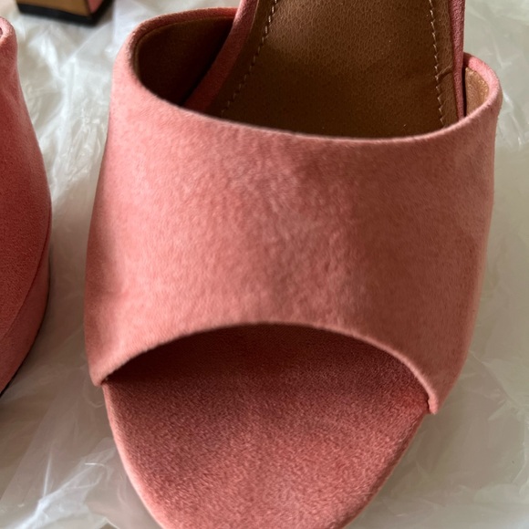 H&M  ankle strap  platform pumps ( platform sandals ) in brushed salmon pink - Picture 3 of 7